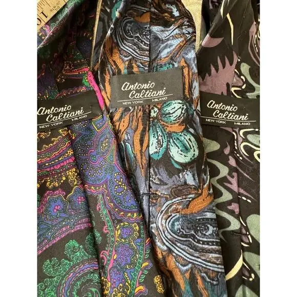 3 Vintage Abstract Purple & Blue Silk Neckties Floral Geometric Men’s Tie Lot - Picture 2 of 12